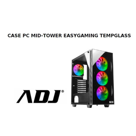 Case adj mid-tower game tempglass atx/micro atx 1 usb2 1 usb3