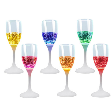 Bicchieri techly confezione da 6 champagne con 6 colorazioni led