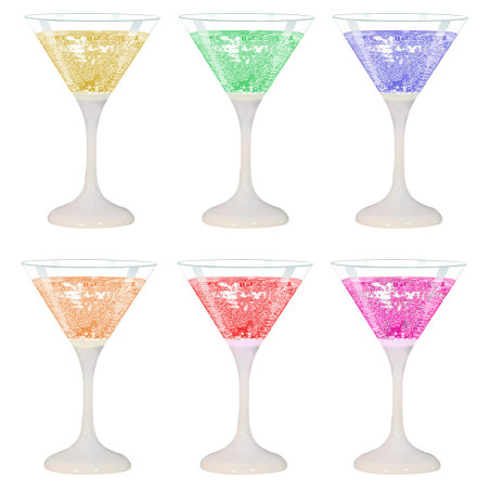 Bicchieri techly confezione da 6 cocktail martini con 6 colorazioni