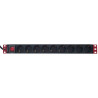 Multipresa techly 9 posti da rack 19'' 16a/250v ac nero/rosso