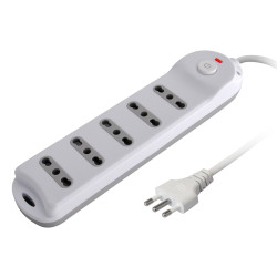 Multipresa techly a 5 posti italiana bipasso spina 10a bianco/grigio