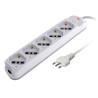 Multipresa techly a 5 posti italiana bipasso/schuko spina 10a bianco/grigio