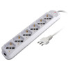 Multipresa techly a 6 posti italiana bipasso/schuko spina 10a bianco/grigio