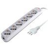 Multipresa techly a 6 posti italiana bipasso/schuko spina 16a bianco/grigio