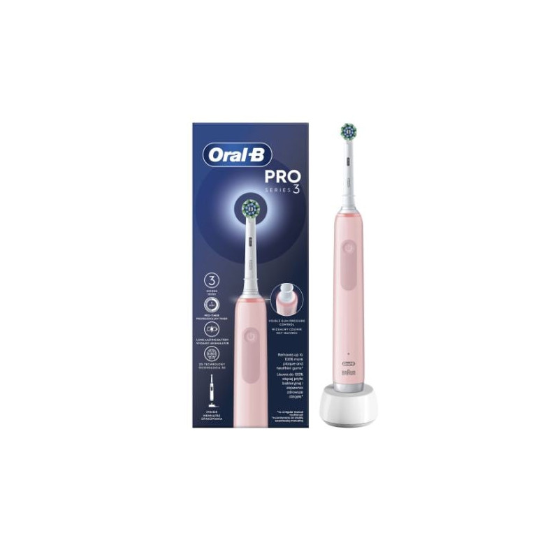 Spazzolino elettrico oral-b pro serie 3 cross action rosa [pro