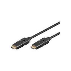 Cavo hdmi goobay spina/spina a 360 gradi con ethernet nero 5m [61292]