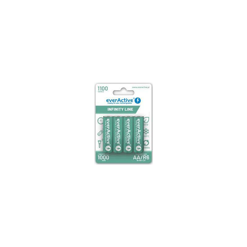 Batterie ricaricabile everactive 1100mah 4pz [azeacua60000005]