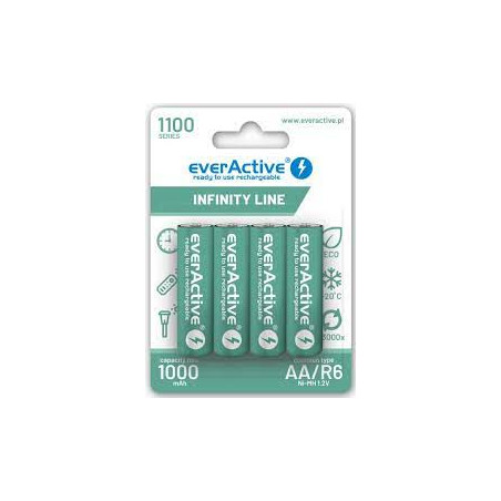 Batterie ricaricabile everactive 1100mah 4pz [azeacua60000005]