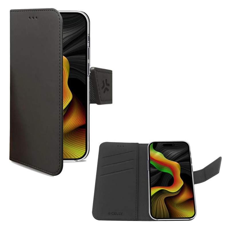 Custodia celly wally a portafoglio per iphone 15 pro max nero [wally1056]