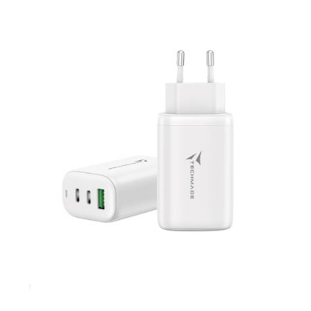 Alimentatore da rete techmade per notebook 65w 2usb-c 1usb-a