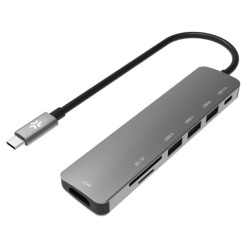 Hub usb celly usb-c a 3 usb-a grigio [prohub7in1sv]
