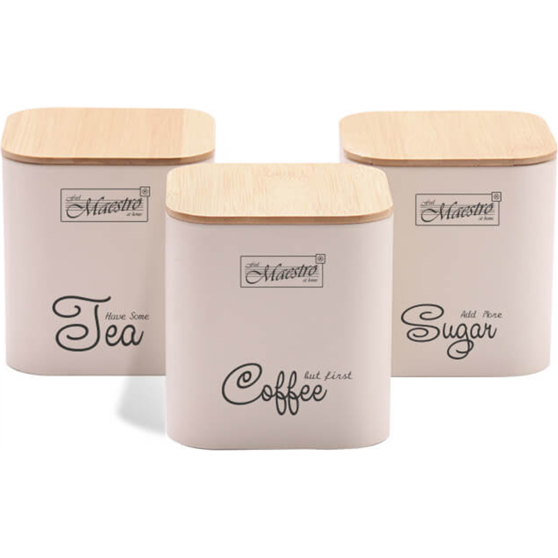 Set di contenitori maestro in metallo avorio 3pz [mr-1775-3s-ivory]