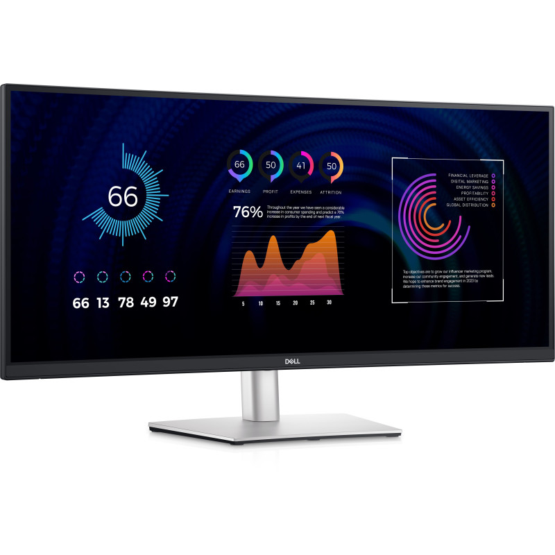 Monitor led 34.1" dell p3424we 4k ultra hd 3440x1440p 8ms classe