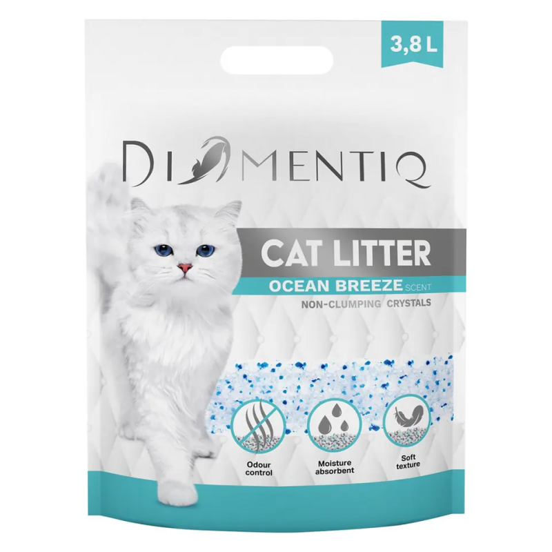 Lettiera per gatti diamentiq ocean breeze 3.8l 1.5kg granuli di silicone