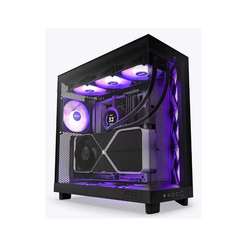 Case nzxt h6 flow rgb midi tower in vetro temperato nero [cc-h61fb-r1]