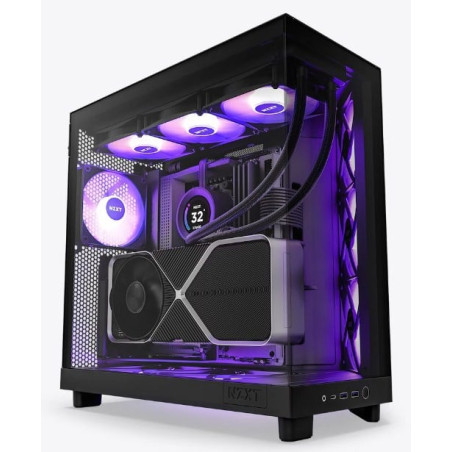 Case nzxt h6 flow rgb midi tower in vetro temperato nero [cc-h61fb-r1]