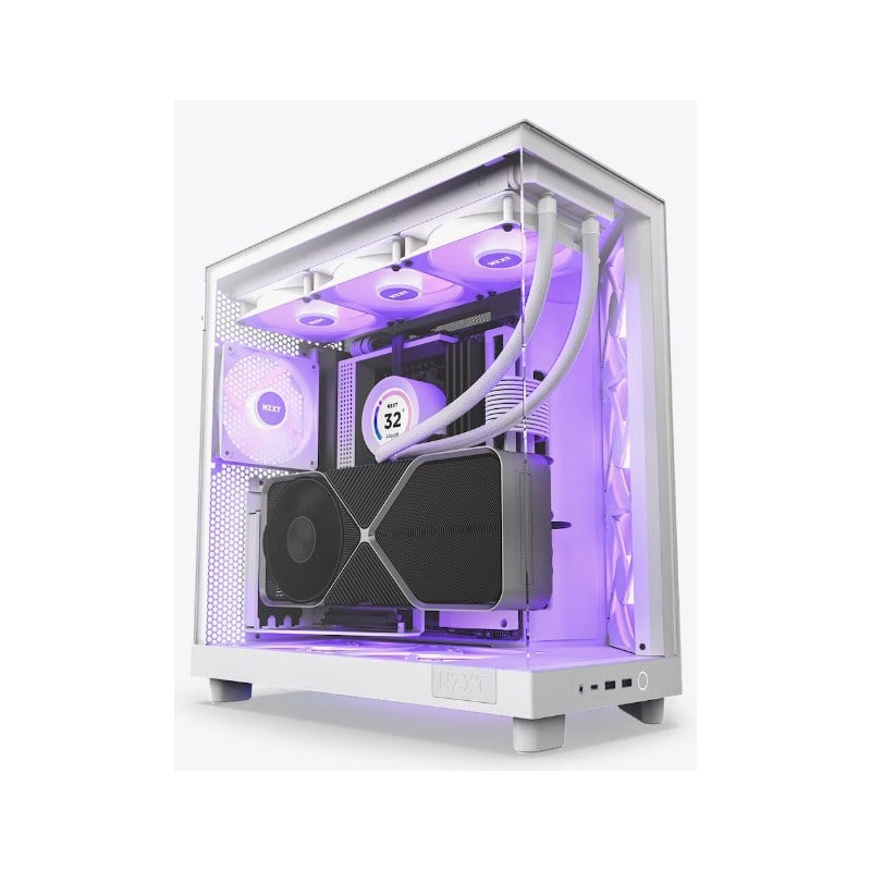 Case nzxt h6 flow rgb midi tower in vetro temperato bianco [cc-h61fw-r1]