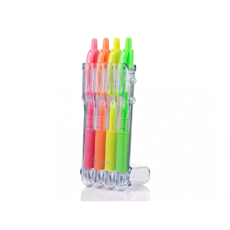 Set penne roller/a sfera pilot gel g-2 colori neon 0.37mm 4pz