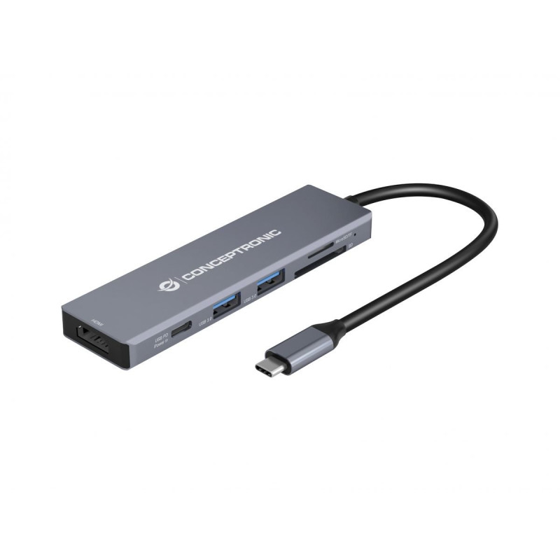 Docking station conceptronic donn23g 6in1 2x usb3.2/usb pd 100w/hdmi/sd/tf/microsd