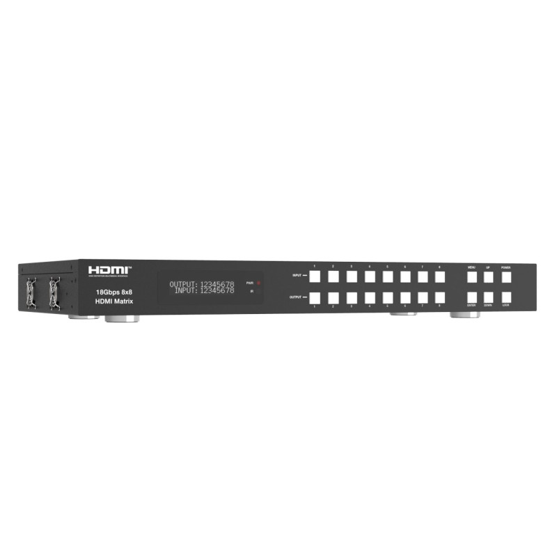 Switch techly matrix idata hdmi-mxb88d l/r 8porte 18gbps 4k 60hz