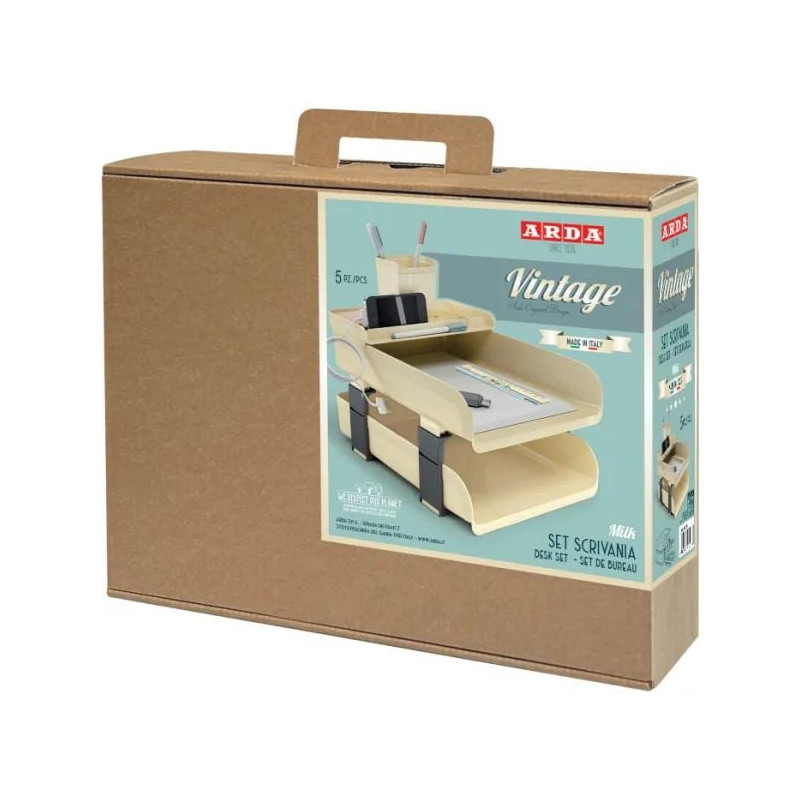 Set scrivania arda vintage milk avorio 5pz [830mi]