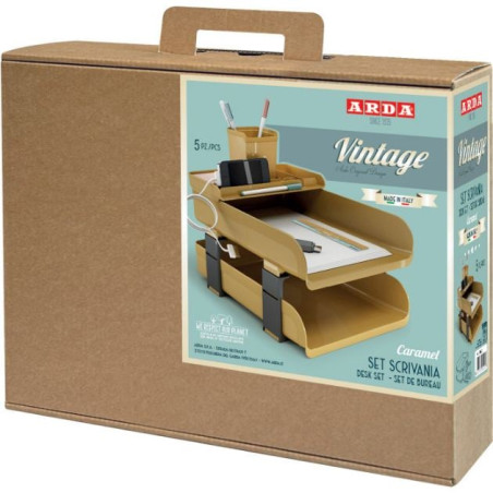 Set scrivania arda vintage caramel ocra 5pz [830ca]