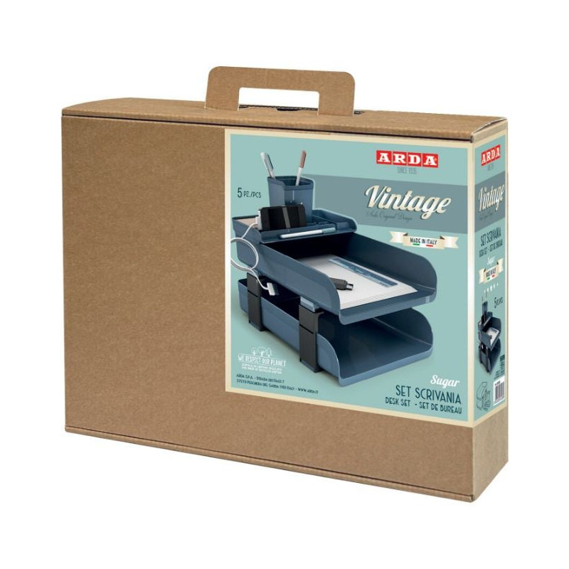 Set scrivania arda vintage sugar azzurro 5pz [830su]