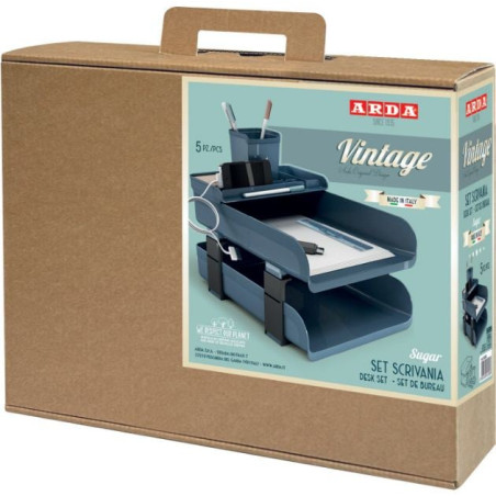 Set scrivania arda vintage sugar azzurro 5pz [830su]