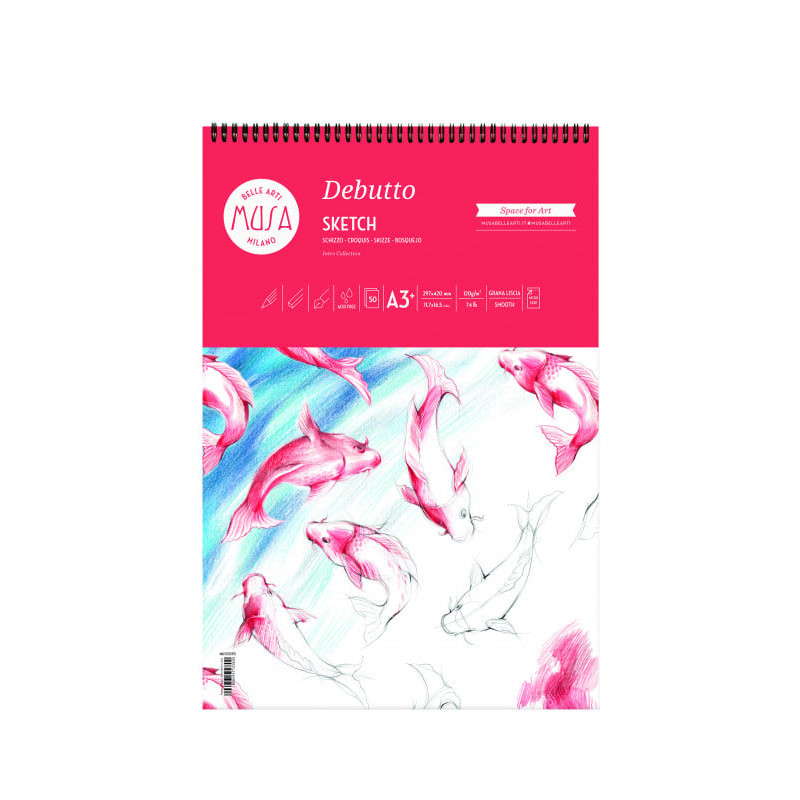 Blocco da disegno cwr debutto blocco per schizzi con spirale a3 50fogli