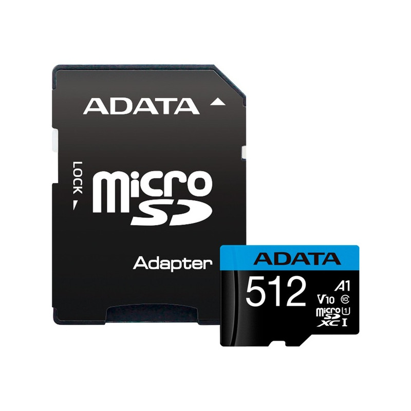 512gb scheda microsdxc adata premier classe 10 100mb/s nero/blu [ausdx512guicl10a1-ra1]