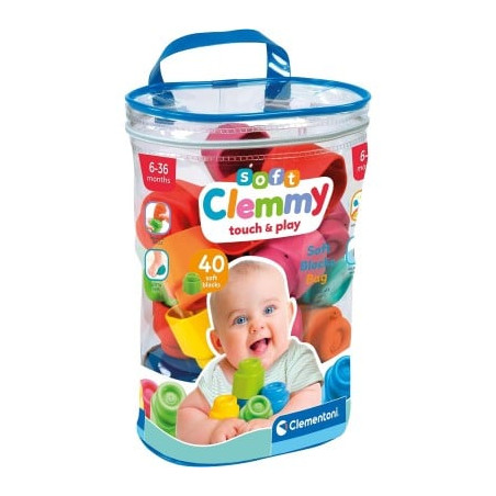 Gioco da costruzione clementoni soft clemmy sacca mattoncini 40pz