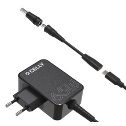 Alimentatore celly tc usb-c 65w + adaptersa nero [tctips65wbk]