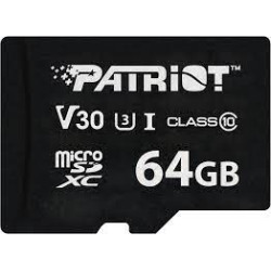 64gb scheda microsdhc patriot vx v30 c10 uhs-i u3 nero [sfpatmdg64vxv30]