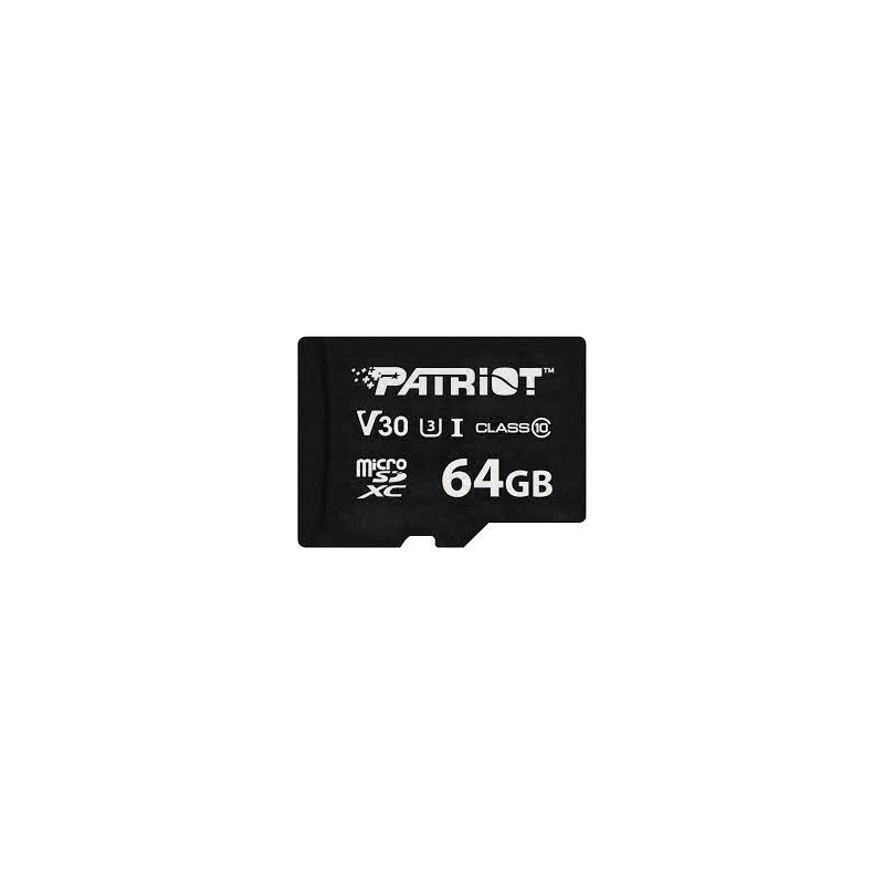64gb scheda microsdhc patriot vx v30 c10 uhs-i u3 nero [sfpatmdg64vxv30]
