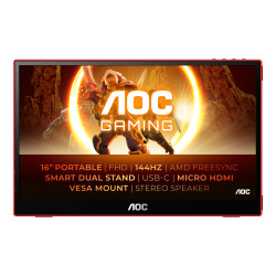 Monitor led 15.6" aoc 16g3 full hd 1920x1080p 4ms classe e rosso/nero