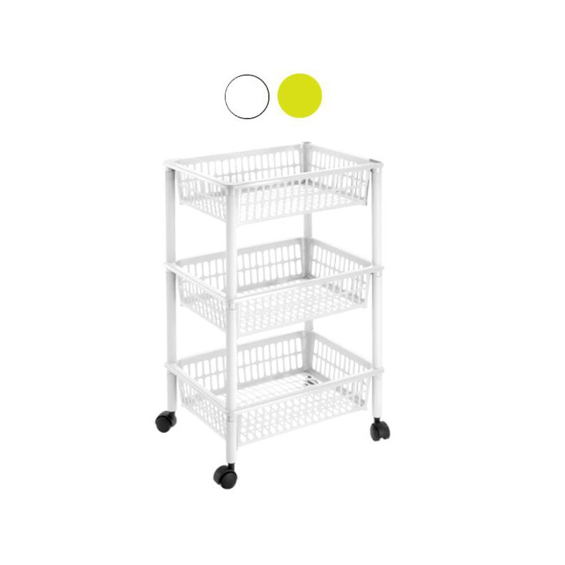 Carrello mobile tontarelli p.3 mito lime 40x29cm 62h bianco [8071265-81b]