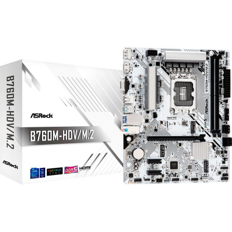 Scheda madre asrock b760m-hdv/m.2 lga1700 bianco [90-mxbmj0-a0uayz]