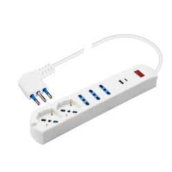 Multipresa polypool con interruttore 3 prese bianco