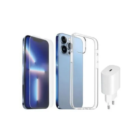 Kit di accessorio area kit3in1ip13pw per iphone 13 pro trasparente/bianco