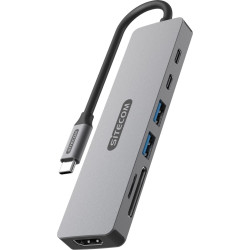 Hub usb sitecom tipo-c 7in1 multiporta grigio