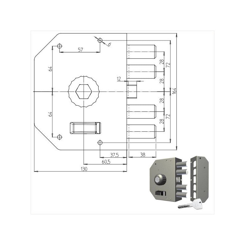 Serratura pompa cr sic.semplice sx 3050p [3050p-51nt200/29]
