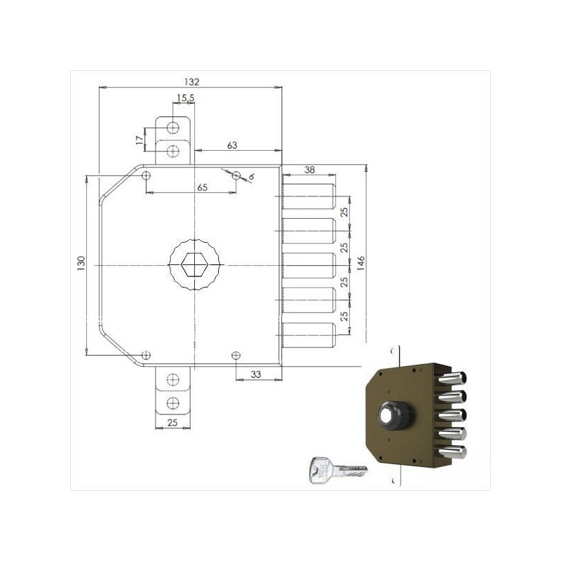 Serratura pompa cr sic.triplice dx 3200 mc [3200p01mct200/29]