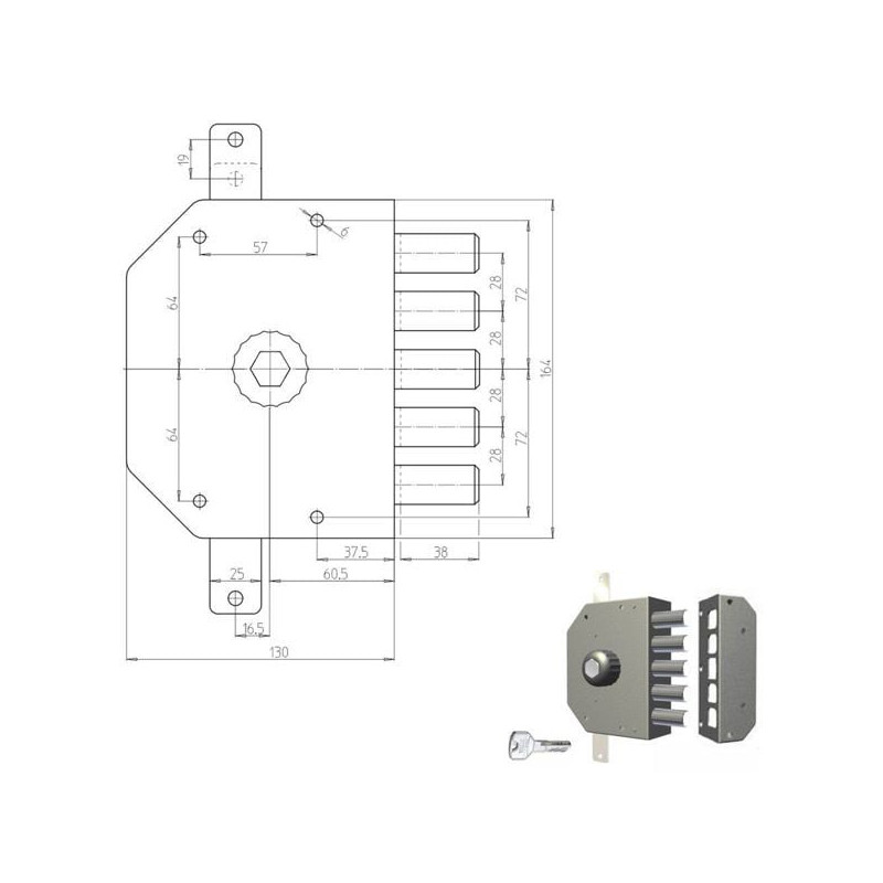 Serratura pompa cr sic.triplice sx 3200p [3200p-51nt200/29]