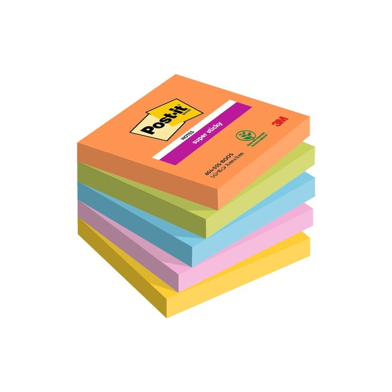 Foglieti adesivi post-it 654-5ss-boos 7.6x7.6cm 90fogli