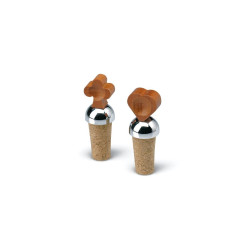 Set tappi bottiglie foppapedretti cuori fiori legno/metallica