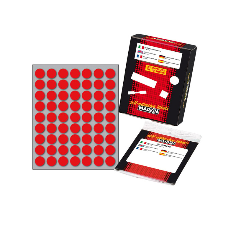 Etichetta adesiva markin cf25x630 10 fogli per busta rosso [x10005ro]