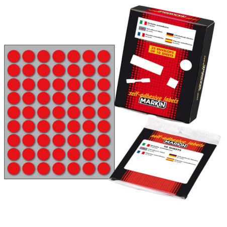 Etichetta adesiva markin cf25x630 10 fogli per busta rosso [x10005ro]