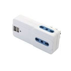 Presa multipla novaline da muro con usb 2100ma 250v bianco [ce217usb]