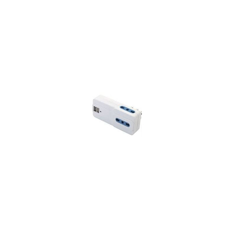 Presa multipla novaline da muro con usb 2100ma 250v bianco [ce217usb]