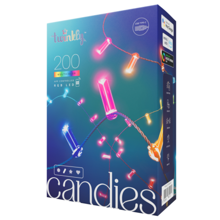 Stringa di luce twinkly candies 200xled smart rgb 12m classe g multicolore